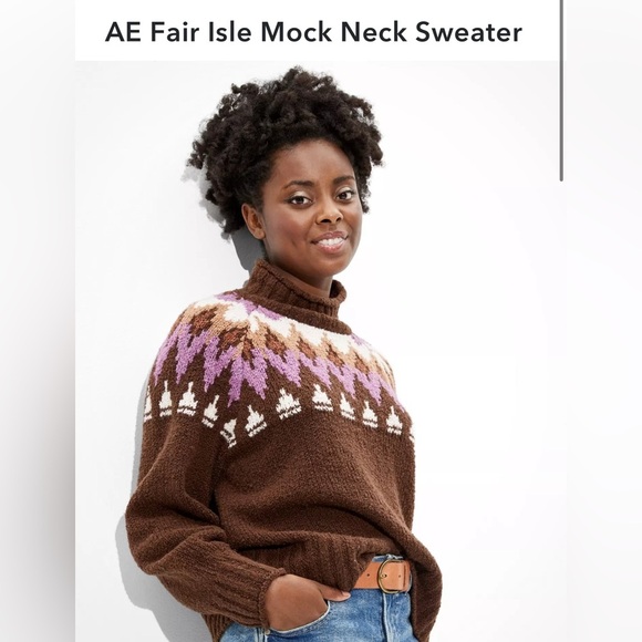 AE Fair Isle Mock Neck Sweater NWT  Size XS $50‎ - Picture 1 of 9